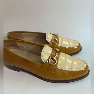 Cream and tan Gucci Loafers